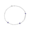 Sterling Silver Purple CZ Rhombus Stations Anklet