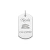 Sterling Silver Rhodium-plated Personalizable Graduation Dog Tag Charm
