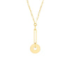 Paper Clip Chain Y-Necklace with Disc Drop