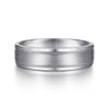 14K White Gold 6mm - Satin Polish Center and Milgrain Edge Men's Wedding Band