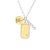 Sterling Silver Love Dog Tag Paper Clip Chain Charm Necklace