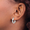 14K with White Rhodium Plating Polished Hoop Earrings