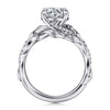 14K White Gold Floral Round Diamond Engagement Ring