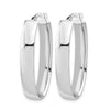 14K with White Rhodium Plating Polished Oval Hoop Earrings