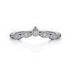 Vintage Inspired 14K White Gold Curved Gold Diamond Anniversary Band