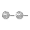 Sterling Silver RH-plated Laser-cut Ball Post Earrings