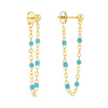 6 Beads Turq Enamel Front to Back Earrings