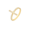 Sideways CZ Cross Ring
