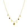 Black Enamel Diamond-Shaped Drops Necklace