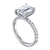 14K White Gold Emerald Cut Hidden Halo Diamond Engagement Ring