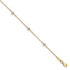 14K Bezel-set CZ 6-Station 9 inch Plus 1 inch Extender - Total 10 inch Anklet