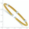Sterling Silver Rhodium-plated Gold-plated CZ Woven Flexible Cuff