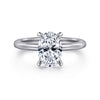 14K White Gold Hidden Halo Oval Diamond Engagement Ring