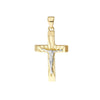 14.7MM D/C YG CROSS w/WG JESUS CRUSIFIX