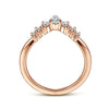 14K Rose Gold Curved Pear Shape and Round  Diamond Anniversary Band