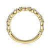 14K Yellow Gold Double Prongs Marquise and Round Diamond Anniversary Band