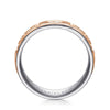 14K White-Rose Gold 7mm - Hammered Station Men's Wedding Band