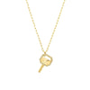 Fluted Diamond Frame Key Pendant on Paper Clip Chain