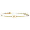 14K Two-tone Infinity 4-Station 9 inch Plus 1 inch Extender - Total 10 inch Anklet