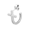 Sterling Silver CZ Curved Cross Stud Earrings