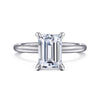 14K White Gold Hidden Halo Emerald Cut Diamond Engagement Ring