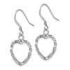 Sterling Silver RH-pltd  Textured Heart Shepherd Hook Earrings