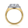 14K White-Yellow Gold Oval Double Halo Diamond Engagement Ring
