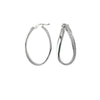 Plated Sterling Silver Curved Oval Sparkle Hoops