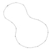 Sterling Silver Mini Bead and CZ Bezel Station Long Necklace