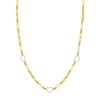 Two Tone Heart and Link Station Necklace