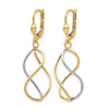 10K Yellow with Rhodium Polished Leverback Earrings