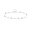 Sterling Silver Color CZ Stations on Chain Adjustable Anklet