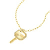 Fluted Diamond Frame Key Pendant on Paper Clip Chain