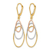 14K Tri-color Leverback Earrings