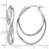 Sterling Silver RH-plated Polished and Textured Hoop Earrings