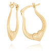Textured Horseshoe Hoop Earrings with Heart