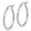 14K White Gold 2x25mm Polished Hoop Earrings