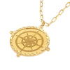 Wind Rose Compass Medallion on Paper Clip Chain