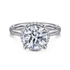 14K White Gold Round Hidden Halo Diamond Engagement Ring