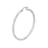 Sterling Silver 3mm x 40mm Diamond-Cut Rhodium Hoop Earrings