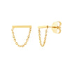 Horizontal Bar Earrings with Chain Drape