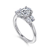 14K White Gold Oval Three Stone Diamond Engagement Ring