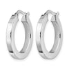 14K with White Rhodium Plating Polished Hoop Earrings