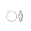 Sterling Silver 4mm x 40mm Diamond-Cut Hoop Earrings