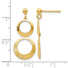14K Polished and Scratch Finish Circle Post Dangle Earrings
