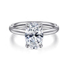 14K White Gold Oval Solitaire Diamond Engagement Ring