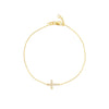 Sideways Mini CZ Cross Adjustable Bracelet