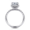 14K White Gold Emerald Cut Hidden Halo Diamond Engagement Ring