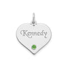 Sterling Silver/Rhodium-plated Personalized Heart with Birthstone Charm