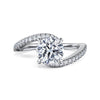 14K White Gold Bypass Round Diamond Engagement Ring